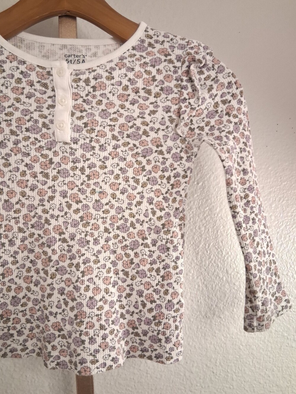 Carters 5T Floral Waffle Knit Top Long Sleeve